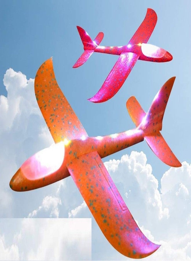 iChoice™ Foam Plane with LED Light, Set of 2 Glider Plane Large Throwing Foam Plane, Dual Flight Mode, Aeroplane Gliders for 3 to 8 Year Children's, Foam Plane Glider (Assorted) - Image 2